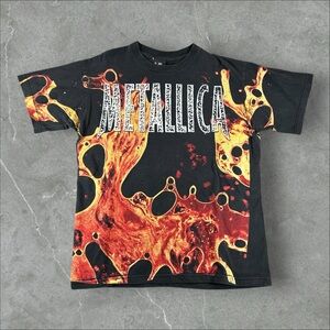 Vintage Metallica Shirt Mens Large Black Load AOP Band Tee 90s Giant Tag‎ Rare